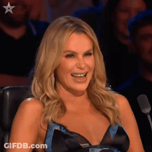 Woman In Blue And Black Dress Laughing GIF