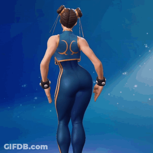 Woman In Blue And Gold Outfit With Letter O On Back GIF