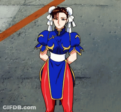 Woman In Blue And Red Dress GIF