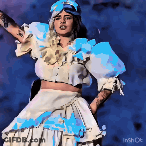 Woman In Blue And White Dress Inshot GIF