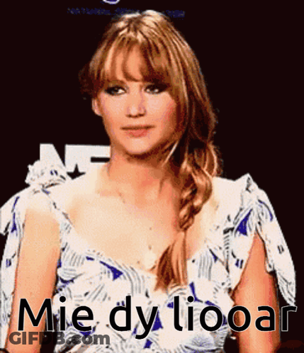 Woman In Blue And White Dress With Mie Dy Liooar GIF