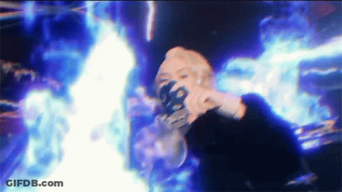 Woman In Blue And White Lightning Storm GIF
