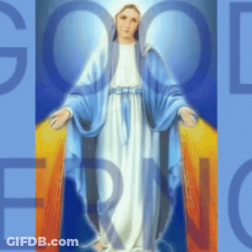 Woman In Blue And White Robe Saying God GIF