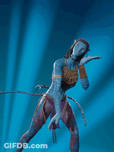 Woman In Blue Avatar Costume Dancing GIF