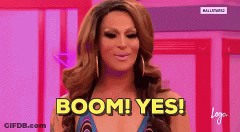 Woman In Blue Bikini Saying Boom Yes GIF