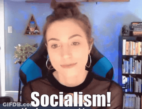 Woman In Blue Chair Socialism GIF