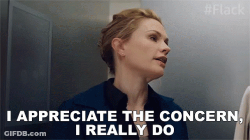 Woman In Blue Coat Says I Appreciate The Concern I Really Do GIF