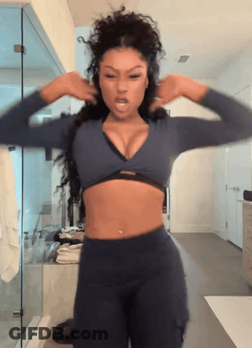 Woman In Blue Crop Top GIF