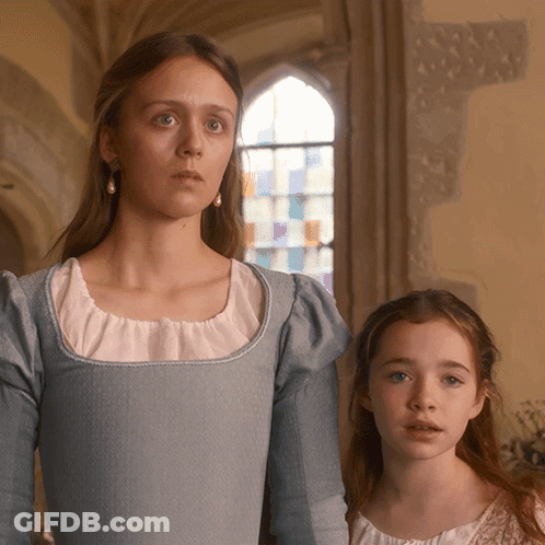Woman In Blue Dress And Girl In White Dress GIF