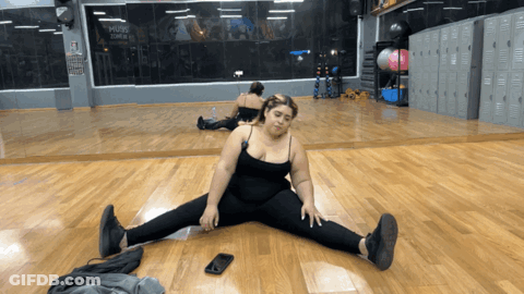 Woman In Blue Dress By Dammit Sign GIF