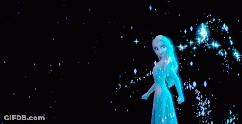 Woman In Blue Dress By Pink Glowing Object In Dark GIF