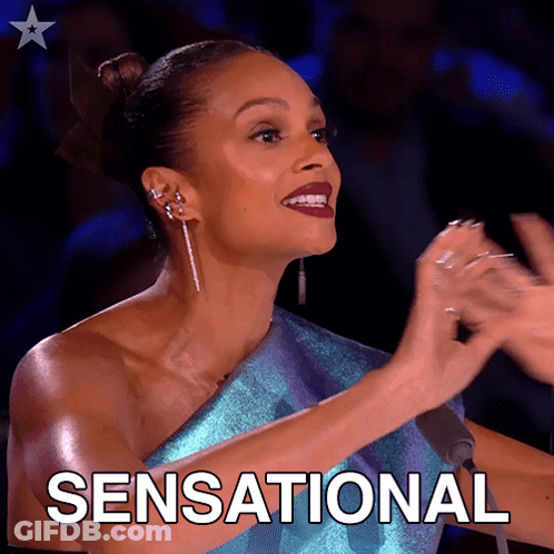 Woman In Blue Dress Clapping Sensational GIF