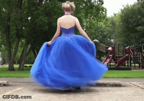 Woman In Blue Dress Dancing GIF