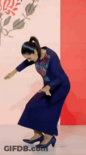 Woman In Blue Dress Dancing GIF