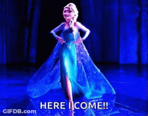 Woman In Blue Dress Dancing Says Here I Come GIF