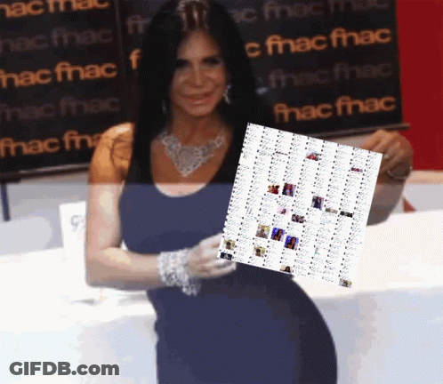 Woman In Blue Dress Holding Paper Saying Fnac GIF