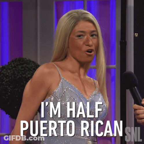 Woman In Blue Dress I'm Half Puerto Rican GIF