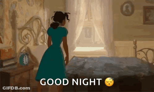 Woman In Blue Dress Saying Good Night GIF