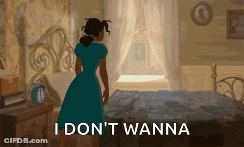 Woman In Blue Dress Saying I Don't Wanna GIF