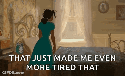 Woman In Blue Dress Saying Just Made Me Even More Tired GIF