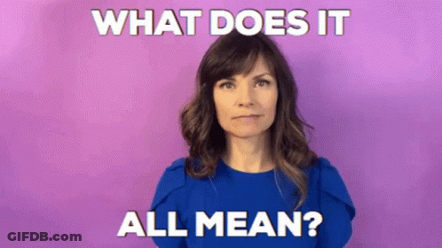 Woman In Blue Dress Says What Does It All Mean GIF