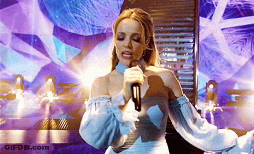 Woman In Blue Dress Singing GIF