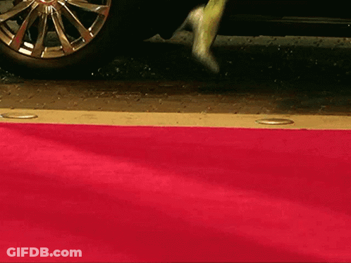 Woman In Blue Dress Walking On Red Carpet Da Ta Ta Ta GIF