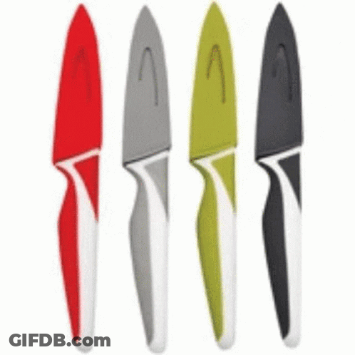 Woman In Blue Gloves Holding Knife GIF