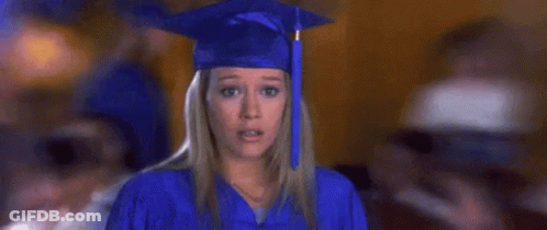 Woman In Blue Graduation Cap And Gown GIF