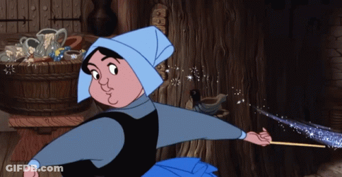 Woman In Blue Hat Holding Magic Wand GIF