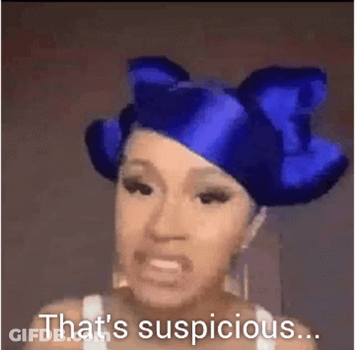 Woman In Blue Hat Saying Suspicious GIF