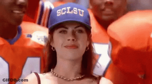 Woman In Blue Hat With Sclsu Football Team GIF