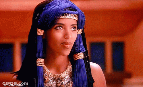 Woman In Blue Headband And Necklace Thriller Glitter GIF