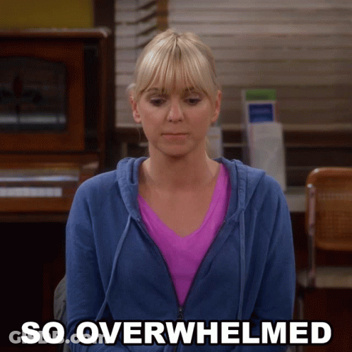 Woman In Blue Hoodie Saying So Overwhelmed GIF