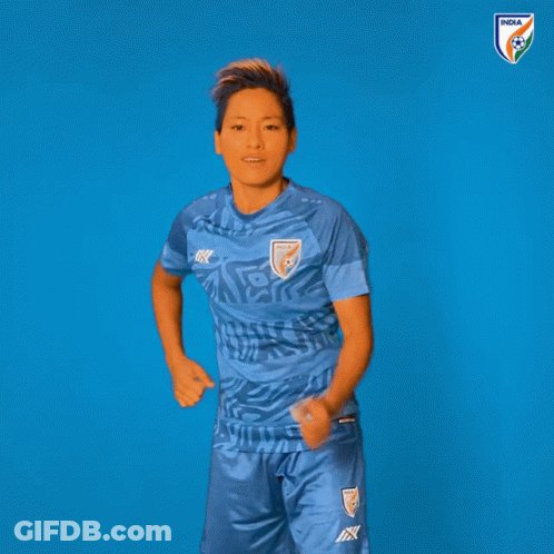 Woman In Blue India Jersey Dancing GIF