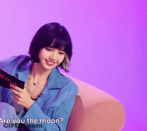 Woman In Blue Jacket Saying Are You The Moon GIF