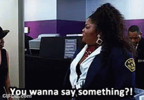 Woman In Blue Jacket Saying You Wanna Say Something GIF