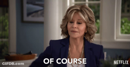 Woman In Blue Jacket Says Of Course GIF