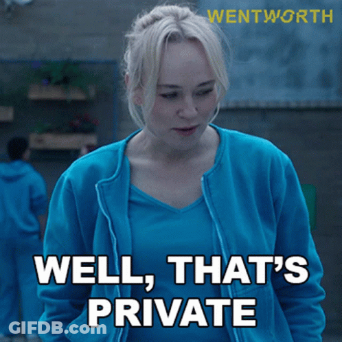 Woman In Blue Jacket Says Well That's Private GIF