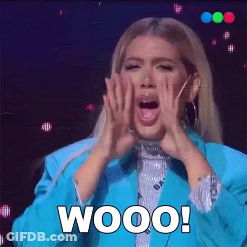 Woman In Blue Jacket Screaming Wooo GIF
