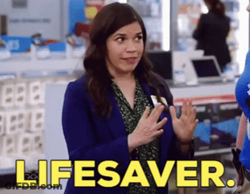 Woman In Blue Jacket Talking To Man Lifesaver GIF