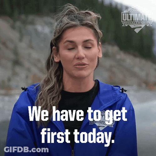 Woman In Blue Jacket We Have To Get First Today GIF