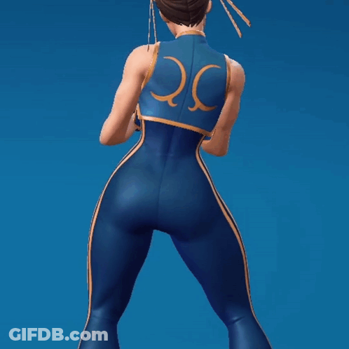 Woman In Blue Jumpsuit With Letter Q On Back GIF