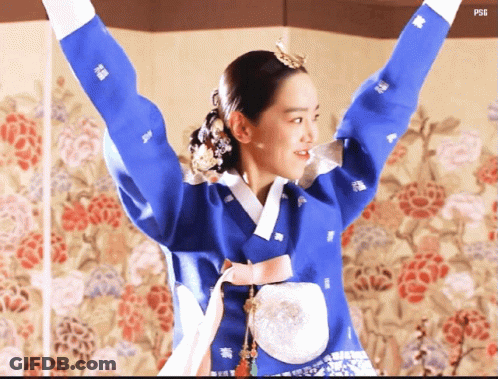 Woman In Blue Kimono Arms Up PSG GIF