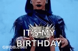 Woman In Blue Leather Jacket Holding Crown Saying Its My Birthday GIF