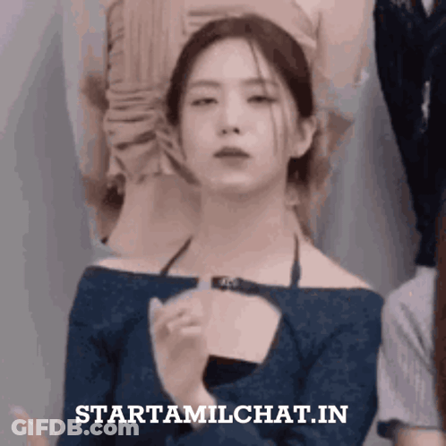 Woman In Blue Off Shoulder Top GIF