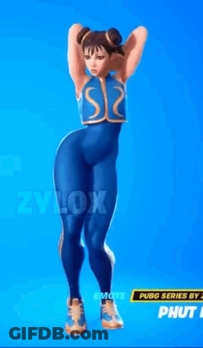 Woman In Blue Outfit Dancing In Video Game GIF