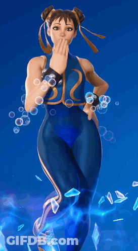 Woman In Blue Outfit With Circle Around Head GIF