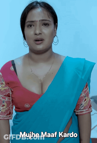 Woman In Blue Saree Saying Mujhe Maaf Kardo GIF