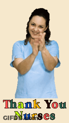 Woman In Blue Scrubs Applauding Thank You Nurses GIF